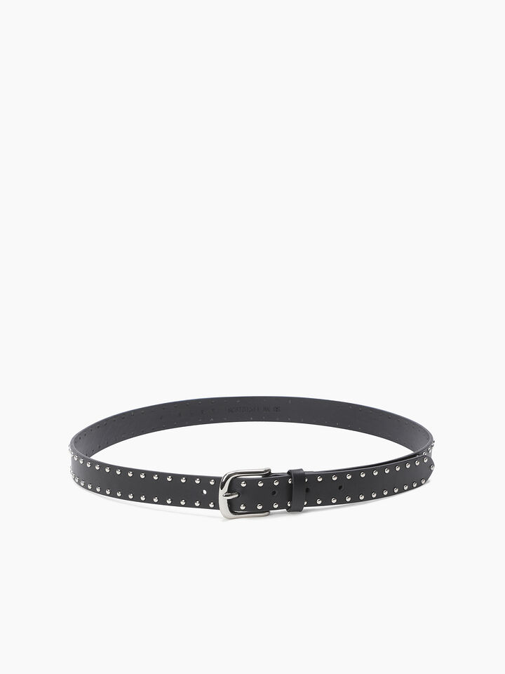 Black leather belt with studs - null - Schwarz | Sisley K image number 1